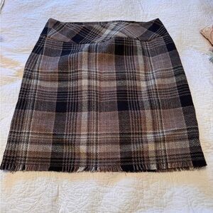 Eddie Bauer Black and Brown Plaid Pencil Skirt